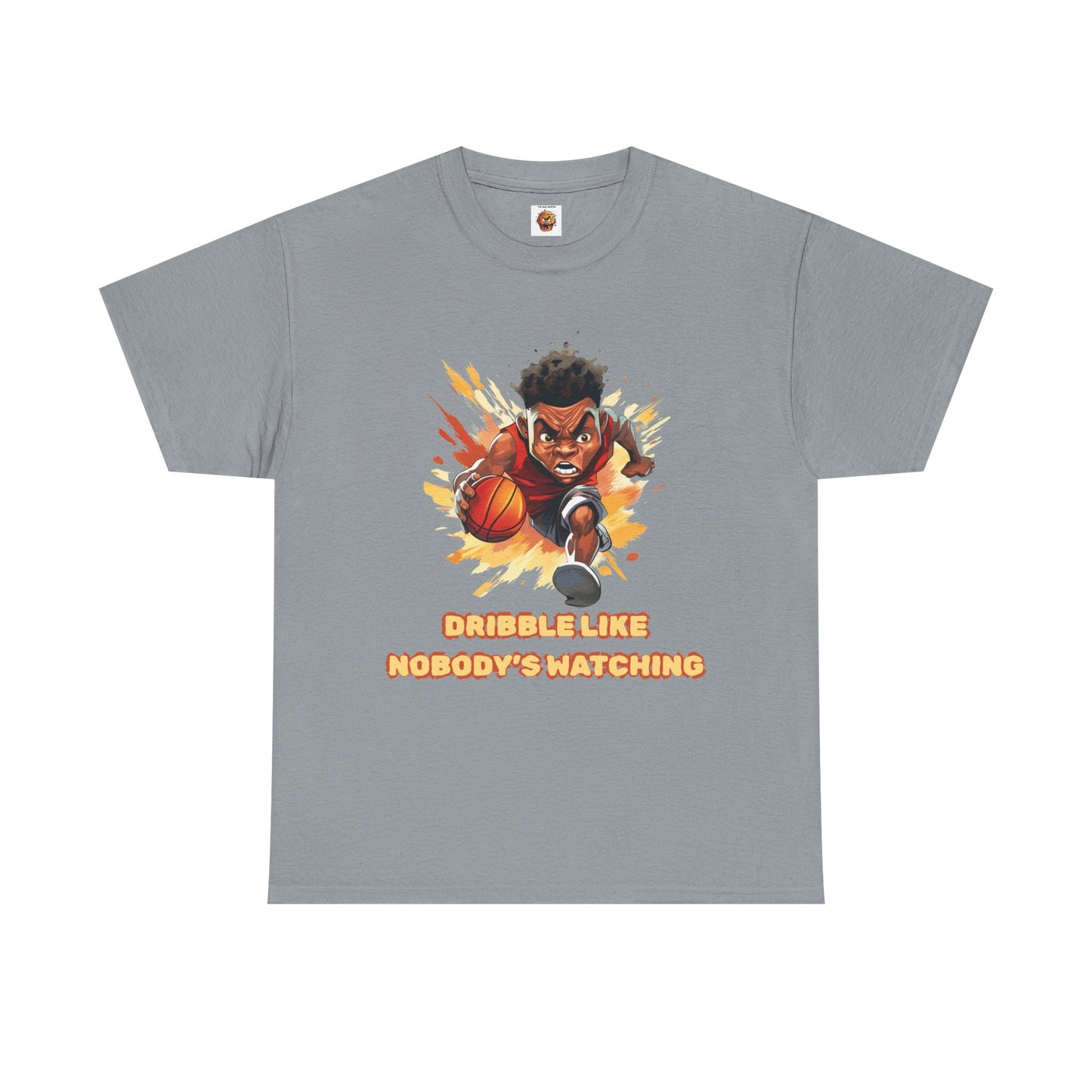 'Dribble Like Nobody's Watching' Basketball Hero Unisex Heavy Cotton Tee, Sports Shirt, Gift for Athletes, Casual Wear, Birthday Present, Basketball Fan Apparel