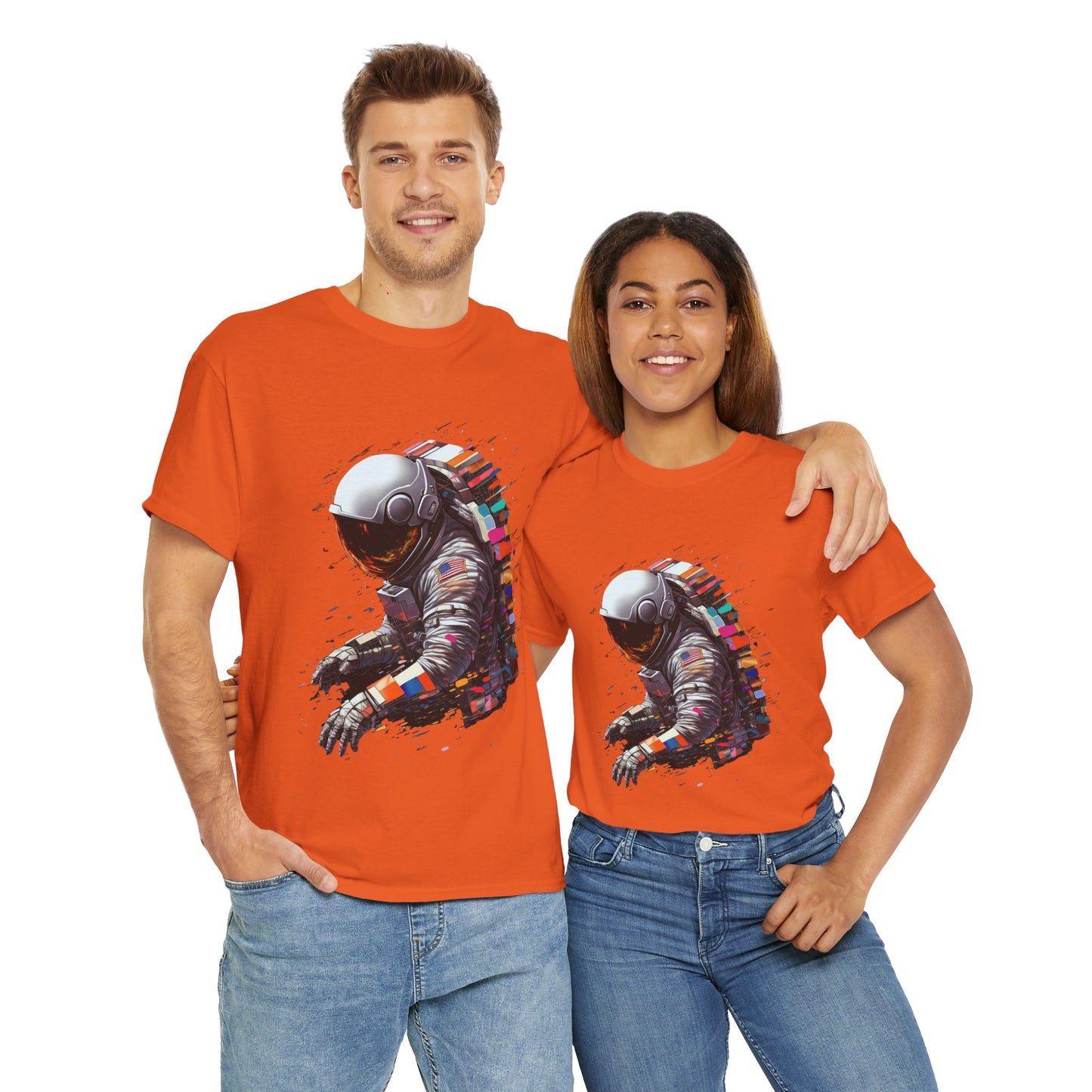 U.S. Astronaut Cosmic Explorer Unisex Heavy Cotton Tee Shirt - Space-Themed Graphic T-Shirt, Geek, Nerd