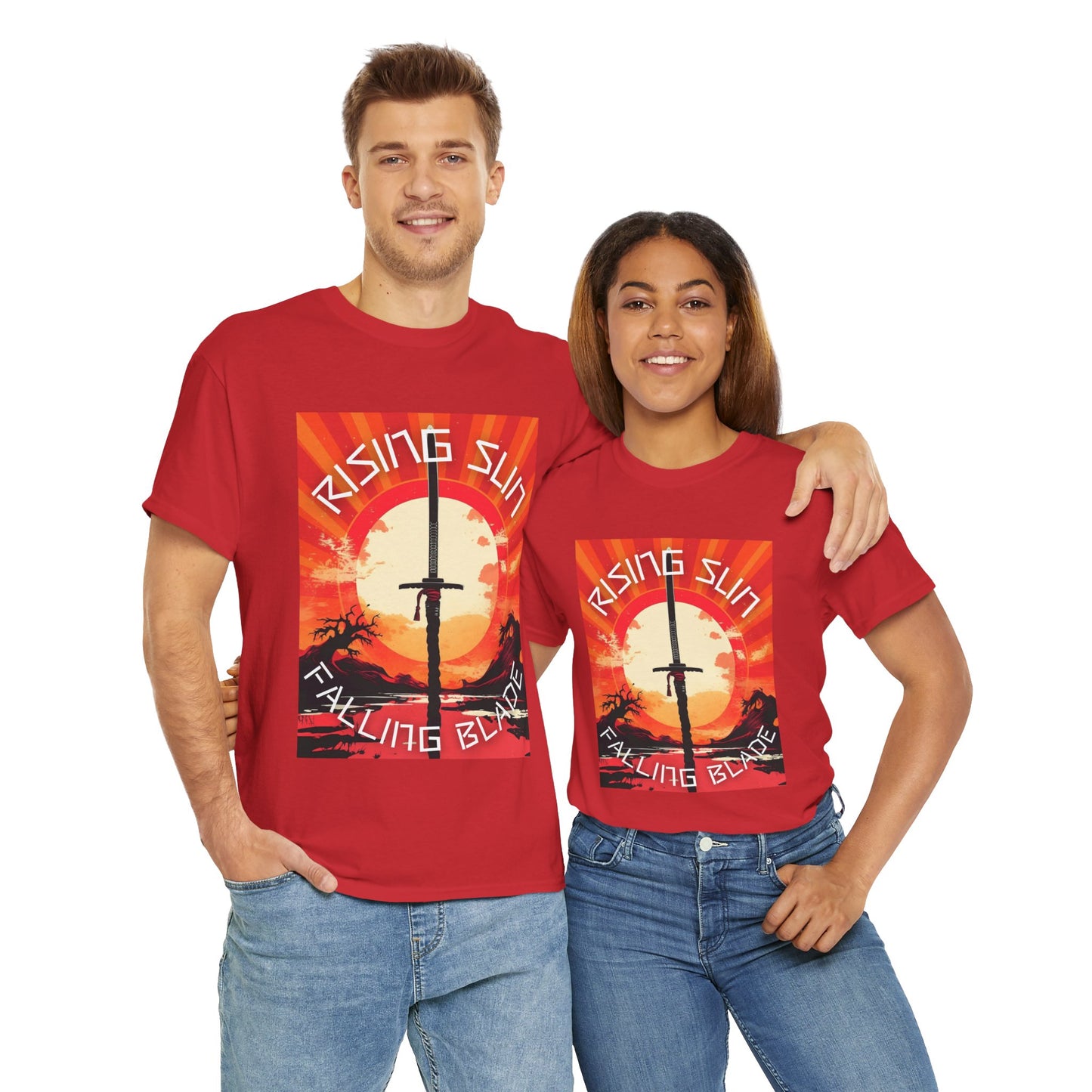 Rising Sun Falling Blade Shonen Anime Unisex Heavy Cotton Tee Shirt - Vintage Style Graphic T-Shirt, Weeb, Otaku, Geek, Nerd