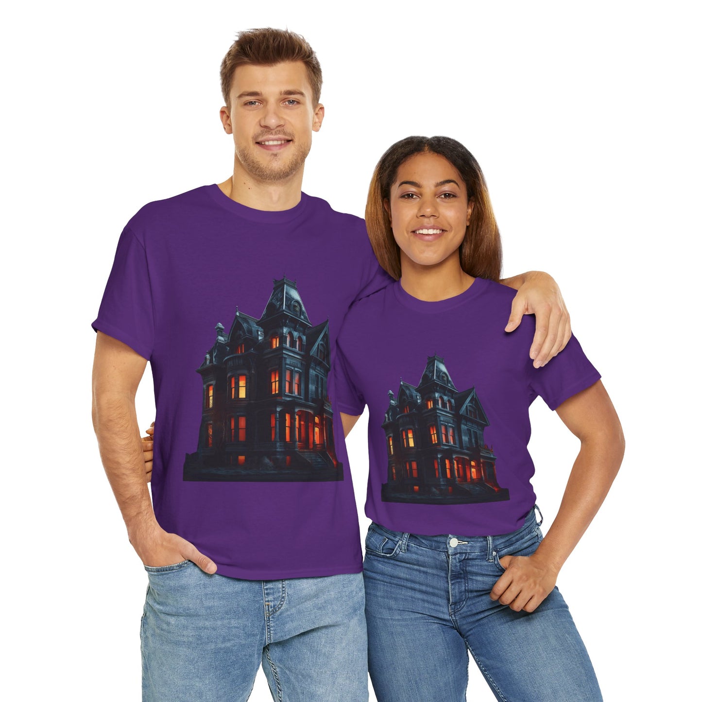 Haunted Victorian House And Loving It Graphic Tee Shirt T-Shirt - Unisex Heavy Cotton, Horror, Scary, Halloween, Gothic, Geek, Nerd