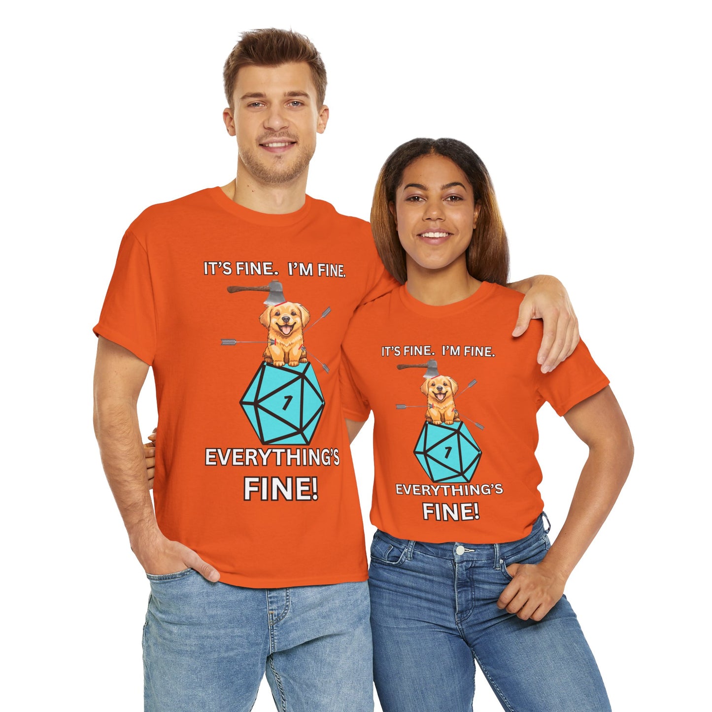 'Everything's Fine!' Funny D&D Dog Puppy Tee: Perfect for Gamers, Dog Lovers, & Casual Wear, Gifts for Birthdays, Holidays, or Just for Fun! DND, RPG, TTRPG, Geek, Nerd