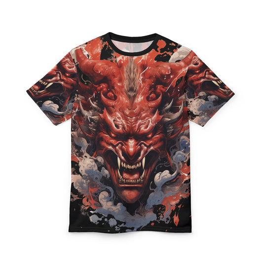 Japanese Oni Mask Explosion Unisex AOP Tee - Anime, Kabuki, Manga, Weeb, Otaku, Geek, Nerd, Japan