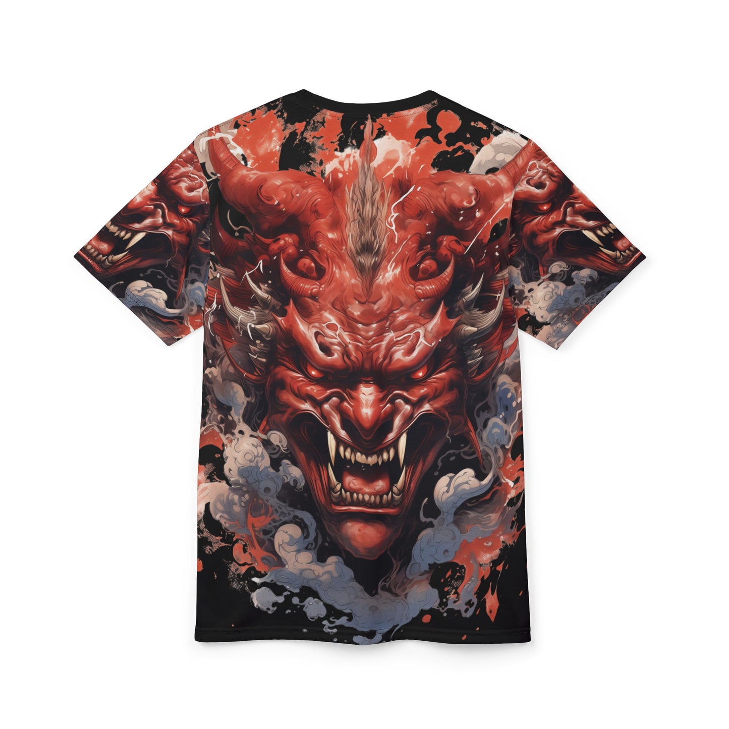 Japanese Oni Mask Explosion Unisex AOP Tee - Anime, Kabuki, Manga, Weeb, Otaku, Geek, Nerd, Japan