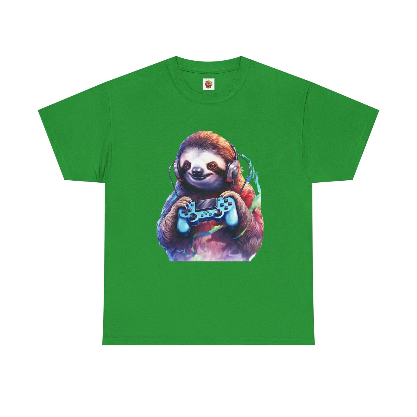 Cute Kawaii Gaming Sloth Unisex Heavy Cotton Tee - Animal Shirt, Gamer Apparel, Video Game, Anime, Weeb, Otaku, Geek, Nerd