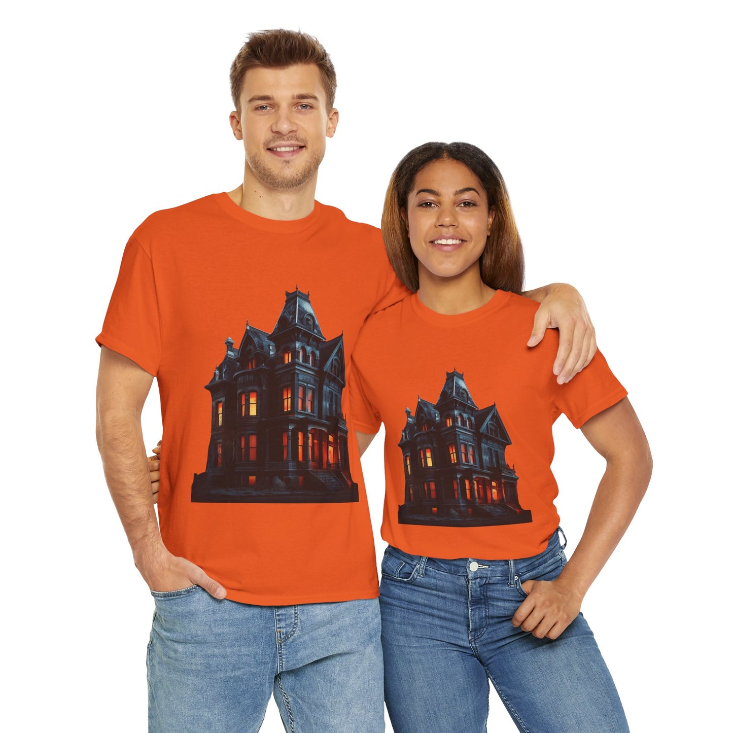 Haunted Victorian House And Loving It Graphic Tee Shirt T-Shirt - Unisex Heavy Cotton, Horror, Scary, Halloween, Gothic, Geek, Nerd