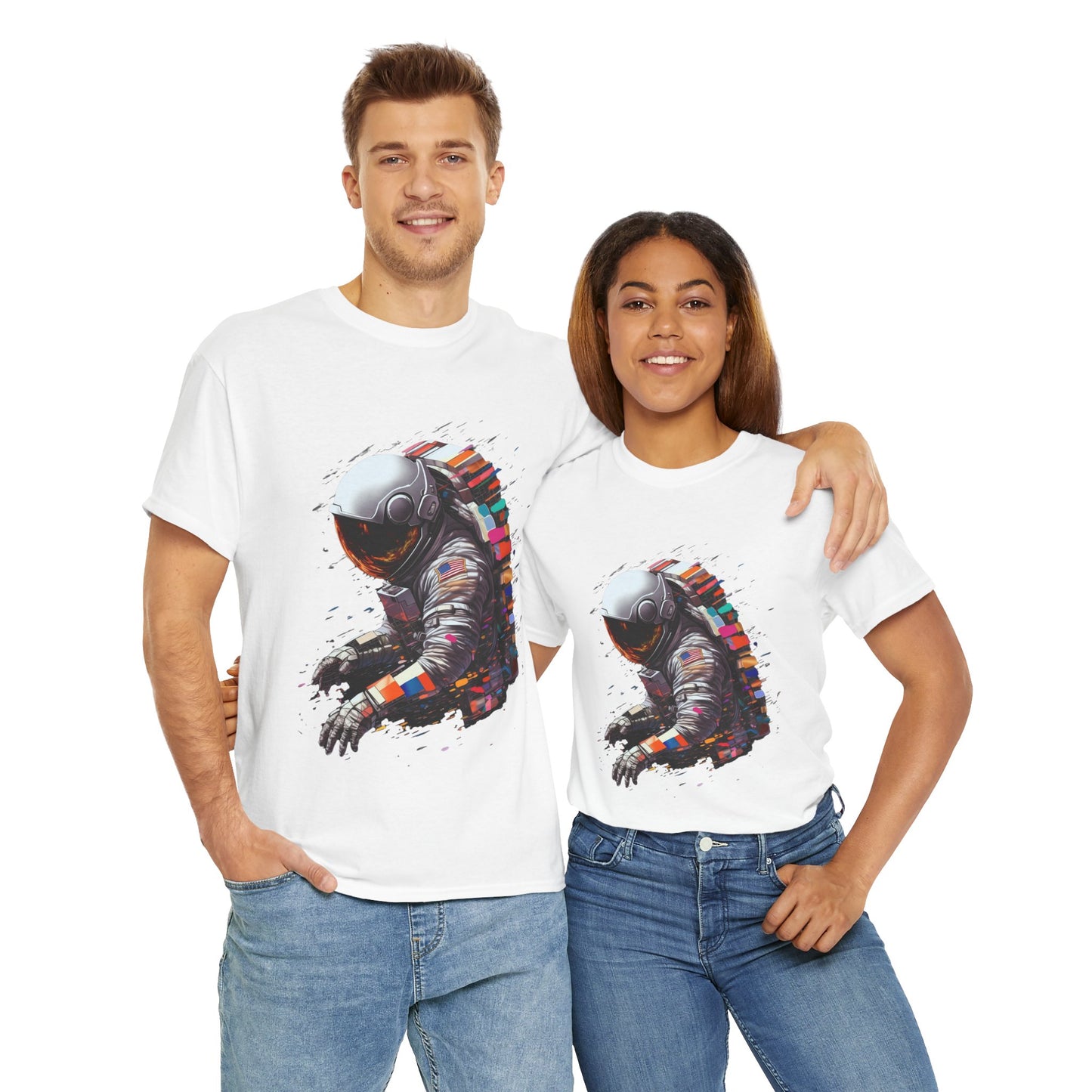 U.S. Astronaut Cosmic Explorer Unisex Heavy Cotton Tee Shirt - Space-Themed Graphic T-Shirt, Geek, Nerd