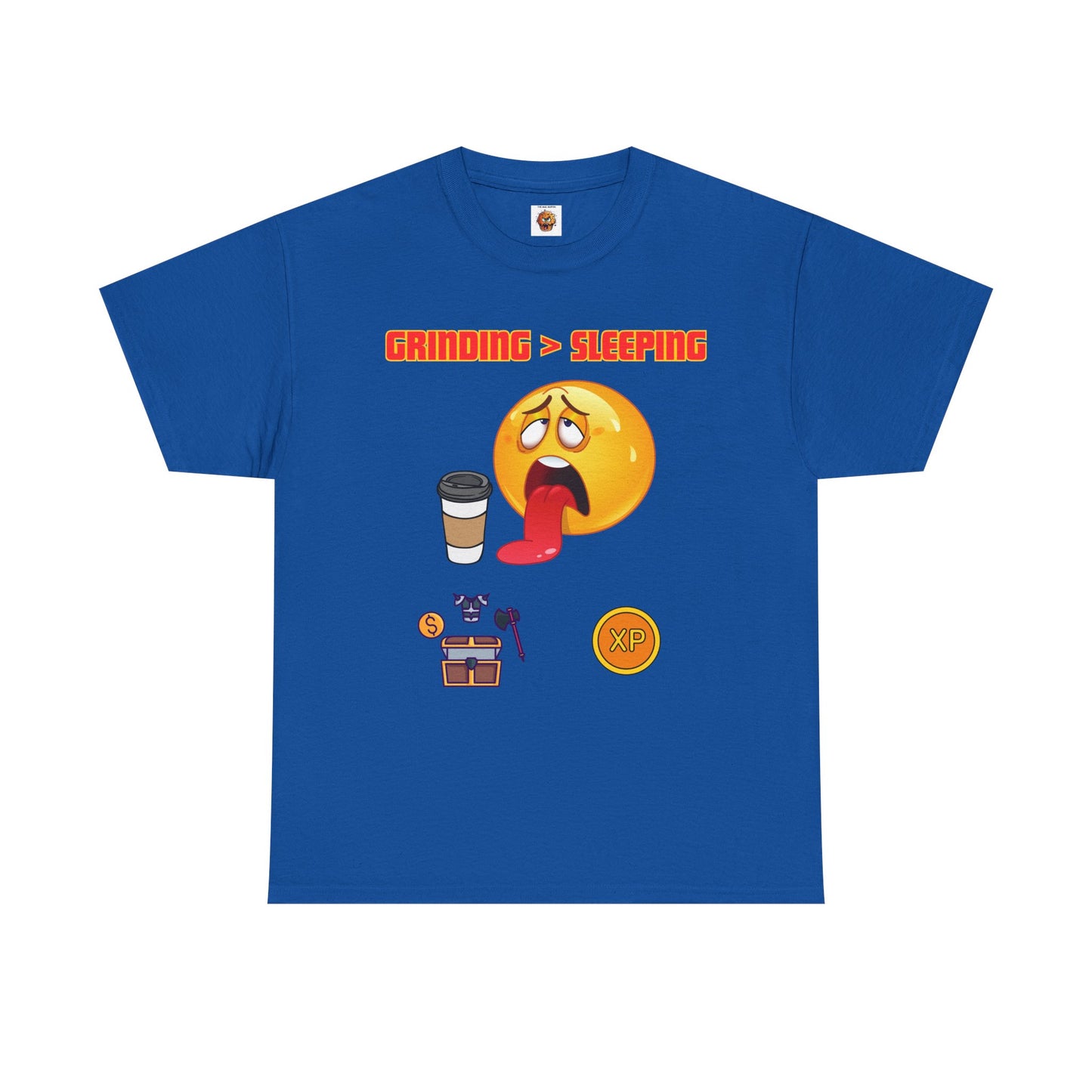 Grinding > Sleeping Unisex Heavy Cotton Tee - Funny Graphic T-Shirt for Gamers and Coffee Lovers, Gaming, Video Game, Geek, Nerd, RPG