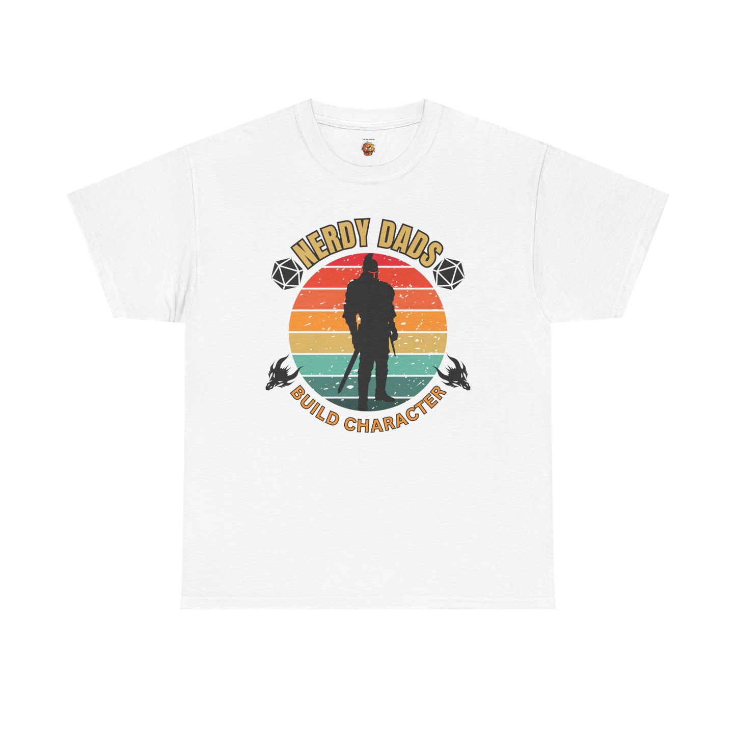 Nerdy Dads Build Character Building Unisex Heavy Cotton Tee Shirt - D20, D&D, DND, RPG, TTRPG, Roleplaying, Geek, Nerd