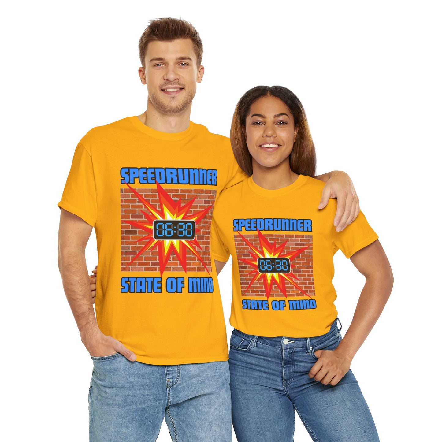 Speedrunner State of Mind Blasting Through Walls Unisex Heavy Cotton Tee - Perfect Gift for Gamers, Gaming, Video Game, Geek, Nerd