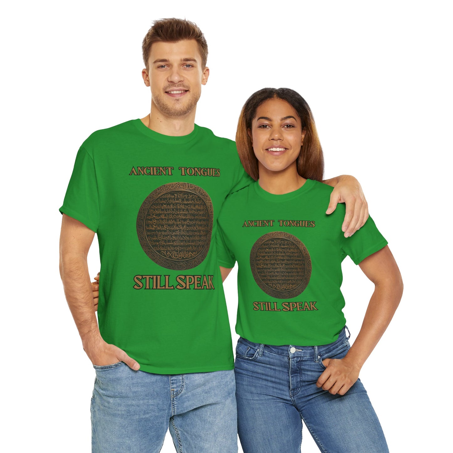 'Ancient Tongues Still Speak' Old Elvish Dwarvish Language Unisex Heavy Cotton Tee, Graphic Tee, Gift for Linguists, Casual Wear, Unique Quote Shirt, DND, RPG, TTRPG, Geek, Nerd