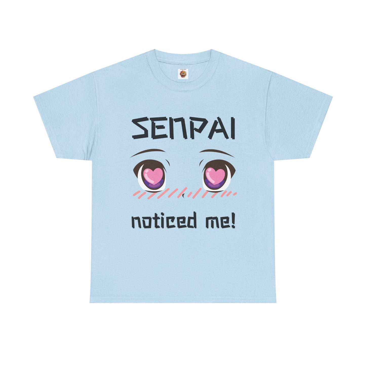 'Senpai Noticed Me' Blushing Chibi Girl Unisex Heavy Cotton Tee Shirt - Cute Anime T-Shirt for Fans, Kawaii, Geek, Nerd