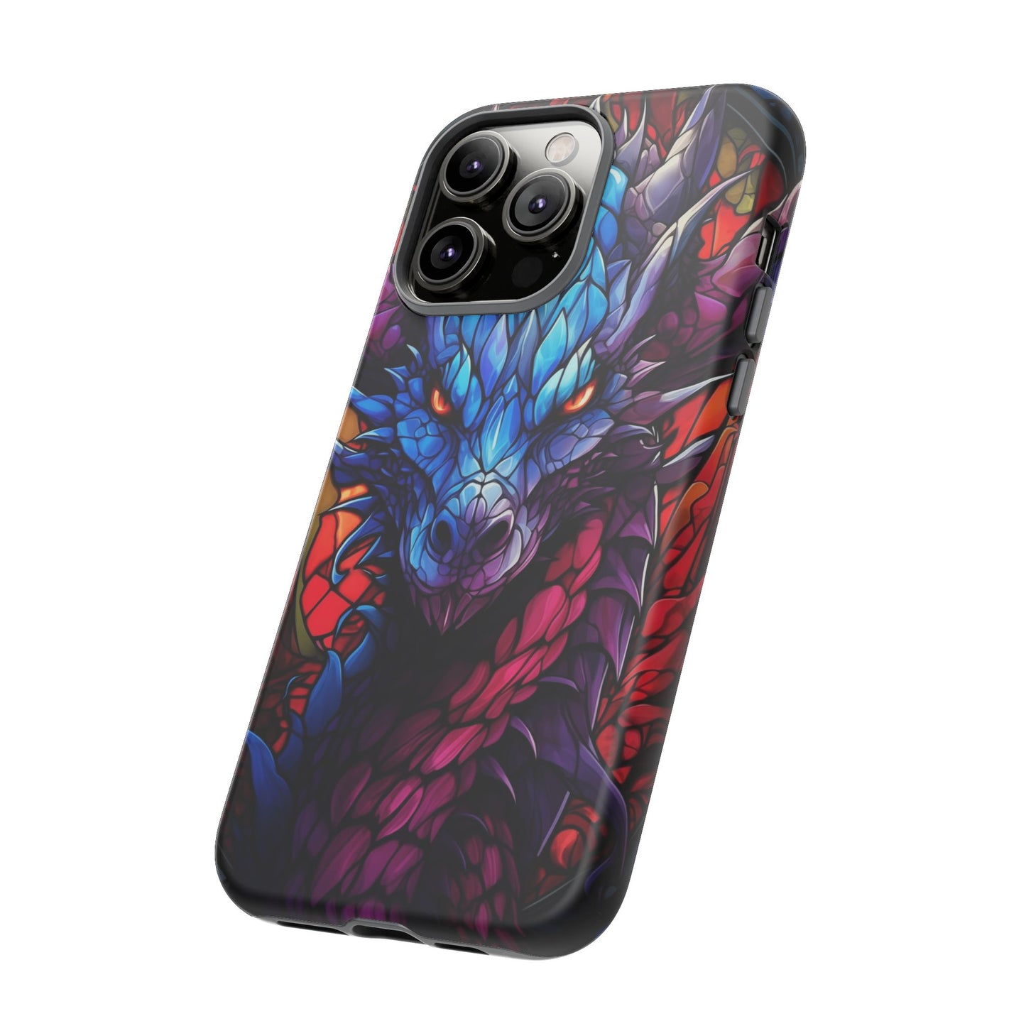 Colorful Blue Dragon Stained Glass Design Phone Case - Tough and Stylish Protection for Your Device, iPhone, Samsung, DND, Fantasy