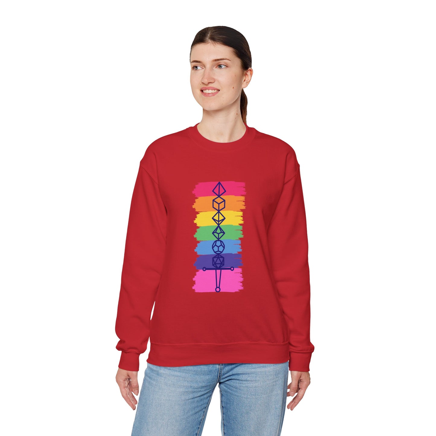 Safe Space Pride Month Rainbow Sword Dungeons and Dragons DND Unisex Heavy Blend Sweatshirt T-Shirt - RPG, TTRPG, Roleplaying, Geek, Nerd