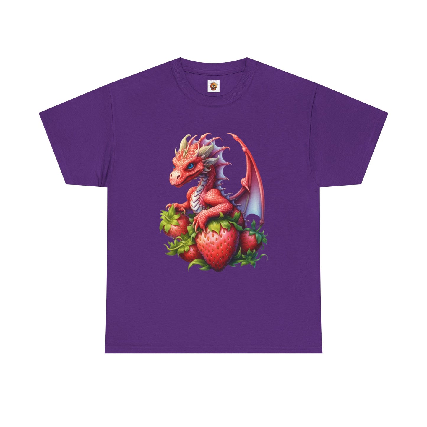 Vintage Strawberry Dragon Unisex Heavy Cotton Tee T-Shirt, Gift for Women, Birthday Shirt, Fantasy Apparel, Fruit Of The Spirit, RPG, Geek, Nerd