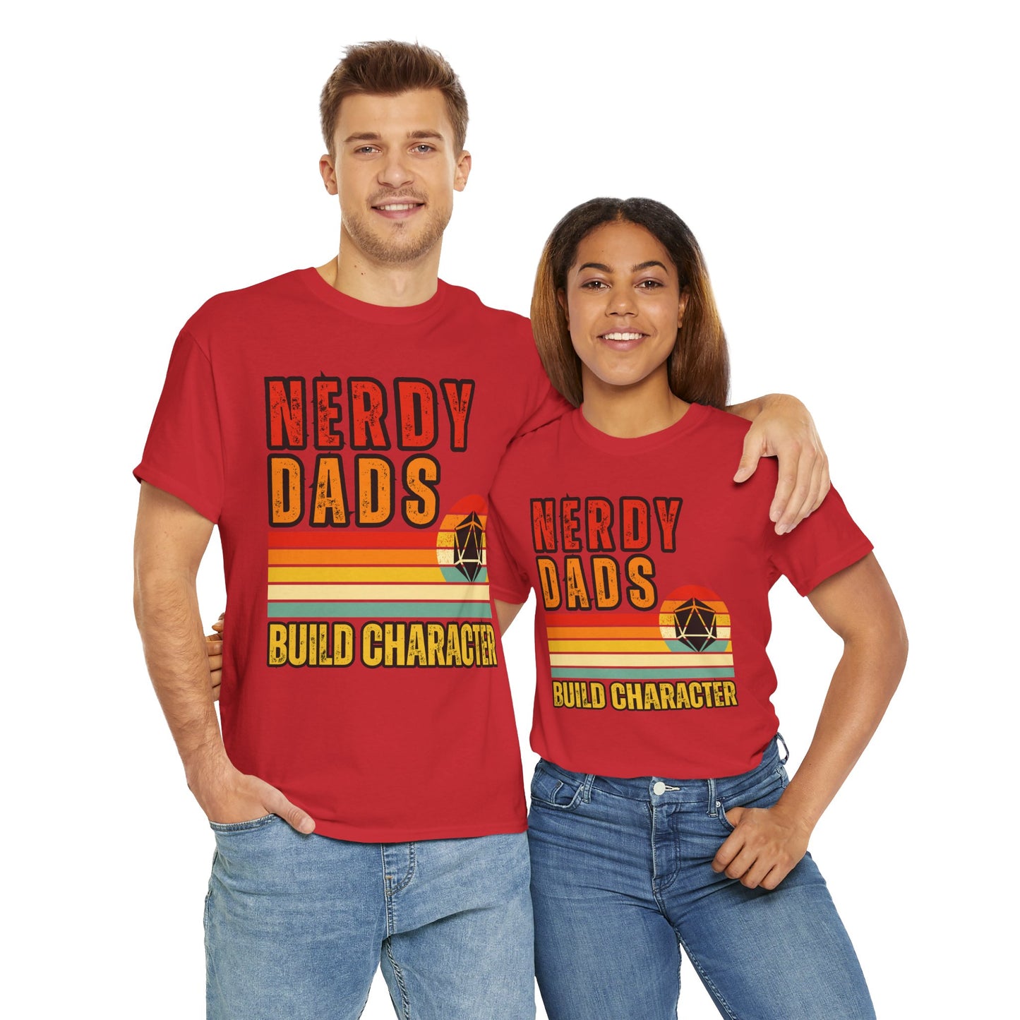 Funny 'Nerdy Dads Build Character' Tee - Perfect Gift for Father's Day, Casual Days, Parenting Humor, Unisex Cotton Shirt, Family Fun, Father, Dad, DND, RPG, TTRPG, Geek, Nerd
