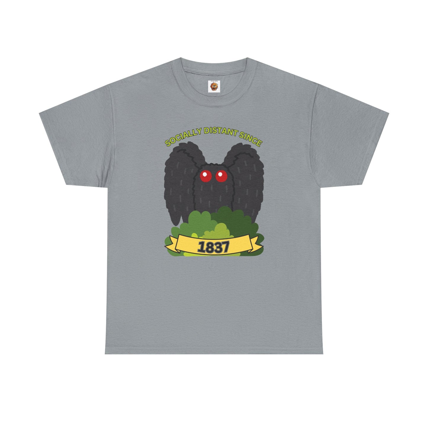 Mothman 'Socially Distant Since 1837' Unisex Tee, Funny Graphic Tee, Quirky T-Shirt, Casual Wear, Gift for Friends, Paranormal, Cryptid, Geek, Nerd, Scary, Creepy