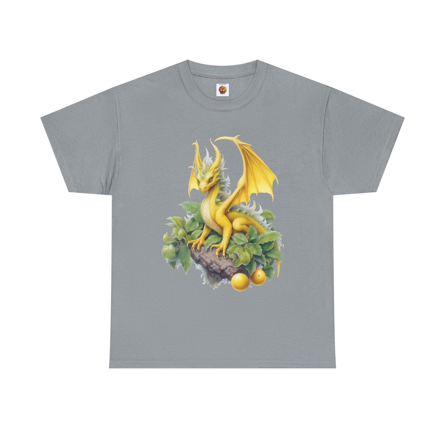 Vintage Lemon Dragon T-Shirt, Unisex Heavy Cotton Tee, Fantasy Apparel, Gift for Nerds, Dragon Lovers, Casual Wear, Fruit Of The Spirit, RPG, Geek, Nerd
