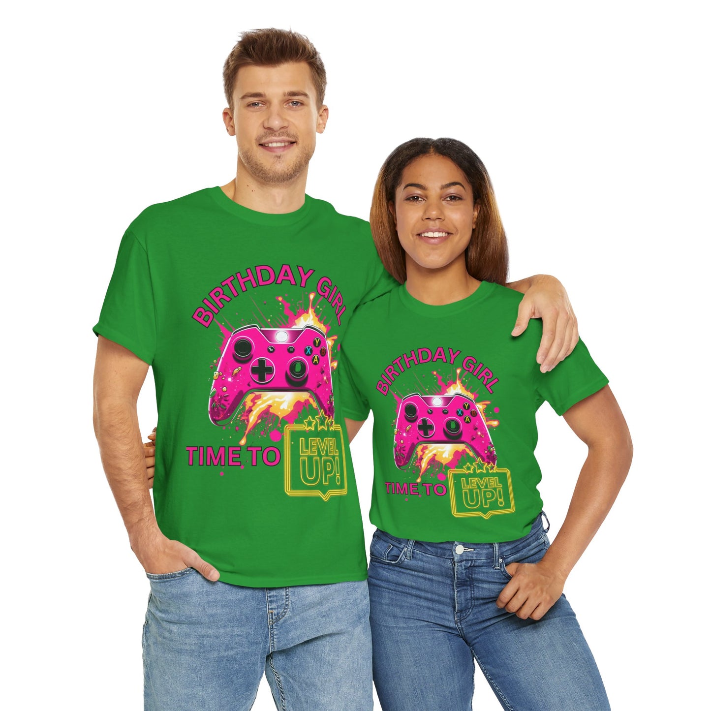 Happy Birthday Girl Gaming Tee Shirt T-Shirt - Time to Level Up, Gamer, Gaming, Video Games, Great For Gamer Girls, Women, Ladies, Geek, Nerd