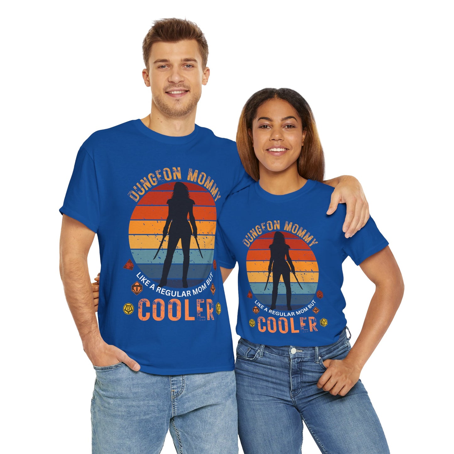 Retro Colors Dungeon Mommy Dungeons and Dragons DND Unisex Heavy Cotton Tee Shirt - RPG, TTRPG, Roleplaying, Mother's Day, Geek, Nerd