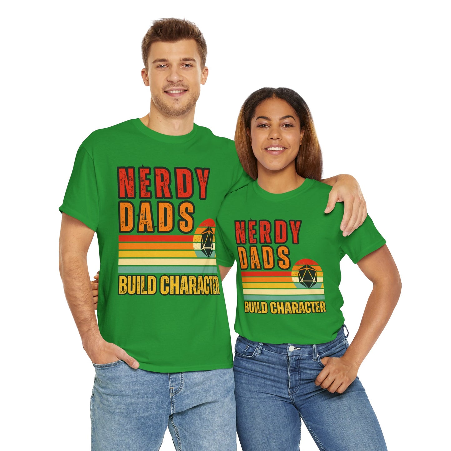 Funny 'Nerdy Dads Build Character' Tee - Perfect Gift for Father's Day, Casual Days, Parenting Humor, Unisex Cotton Shirt, Family Fun, Father, Dad, DND, RPG, TTRPG, Geek, Nerd