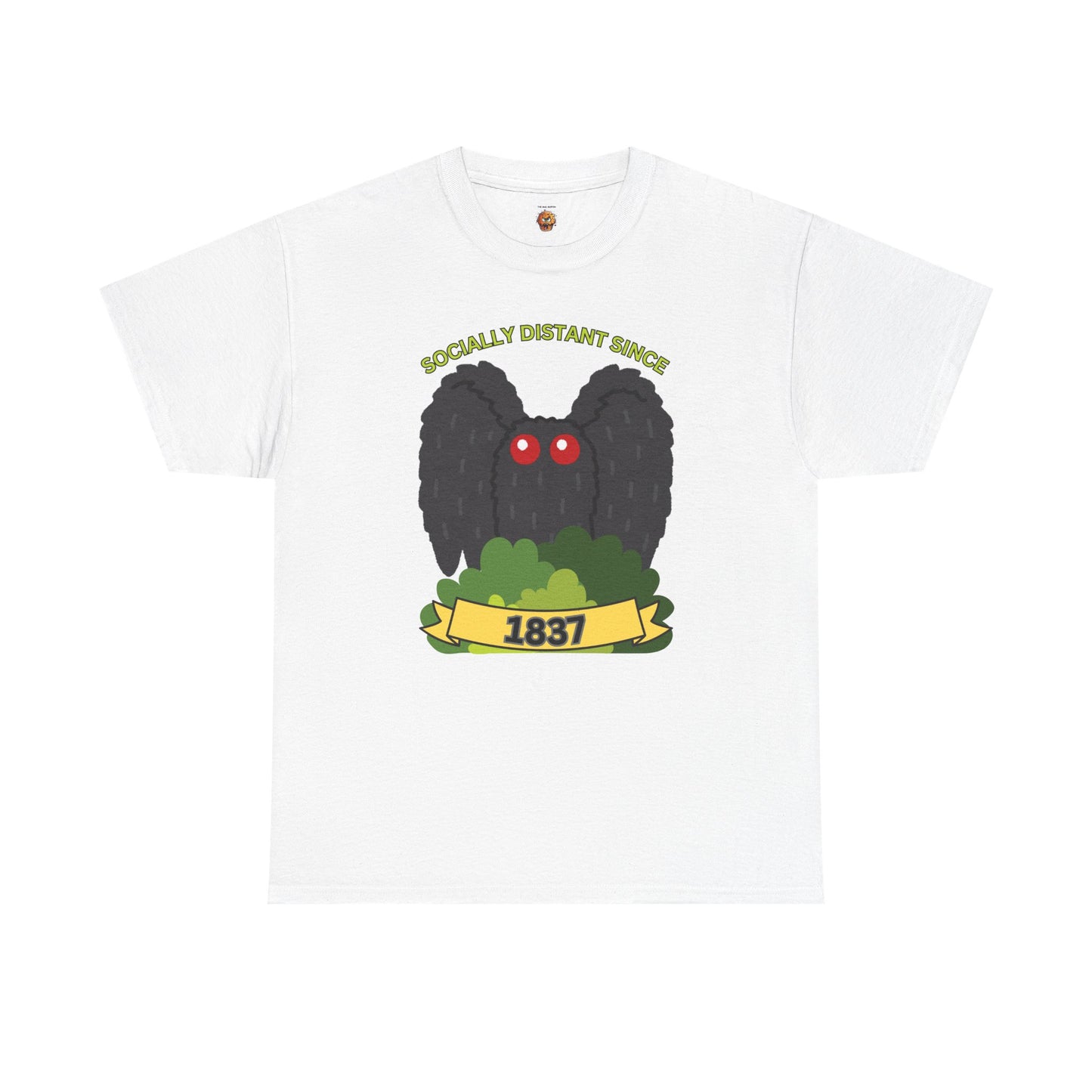 Mothman 'Socially Distant Since 1837' Unisex Tee, Funny Graphic Tee, Quirky T-Shirt, Casual Wear, Gift for Friends, Paranormal, Cryptid, Geek, Nerd, Scary, Creepy