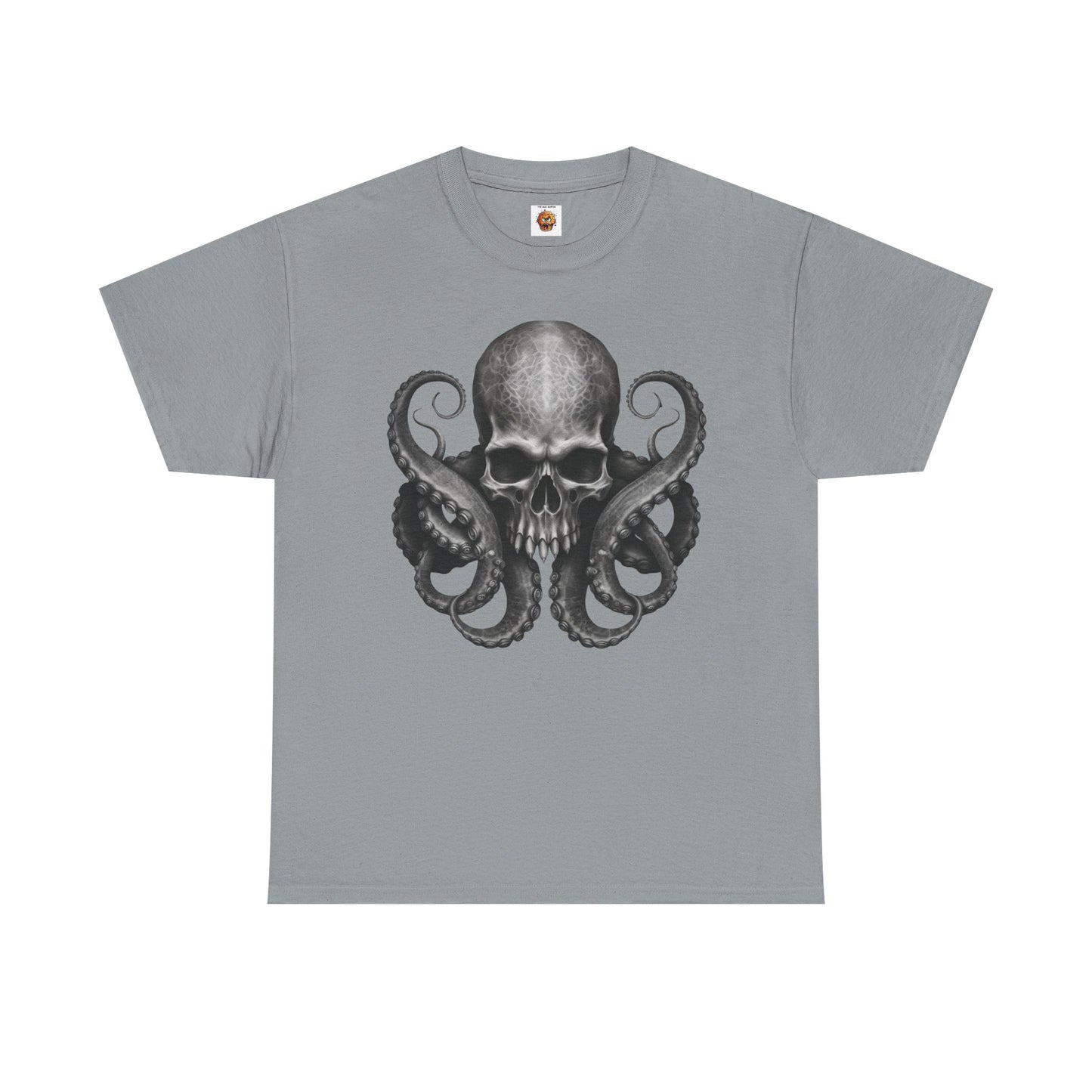 Skull & Octopus Graphic Tee | Edgy Unisex Heavy Cotton T-Shirt, Alternative Fashion, Halloween Gift, Casual Wear, Trendy Apparel, Kraken, Cthulhu, Monster