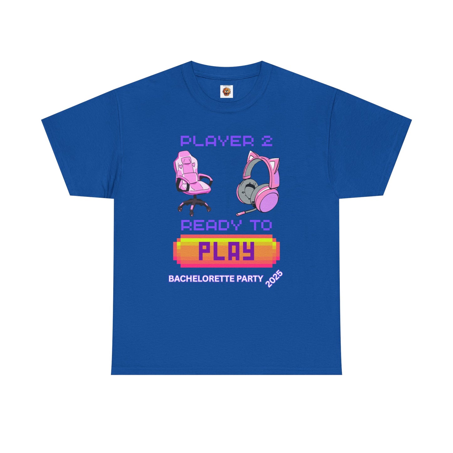 Gamer Girl Bachelorette Party 2025 Tee - 'Player 2 Ready to Play' Unisex Heavy Cotton T-Shirt, Video Game, Gaming, Console, PC, Tech, Geek, Squad, Nerd