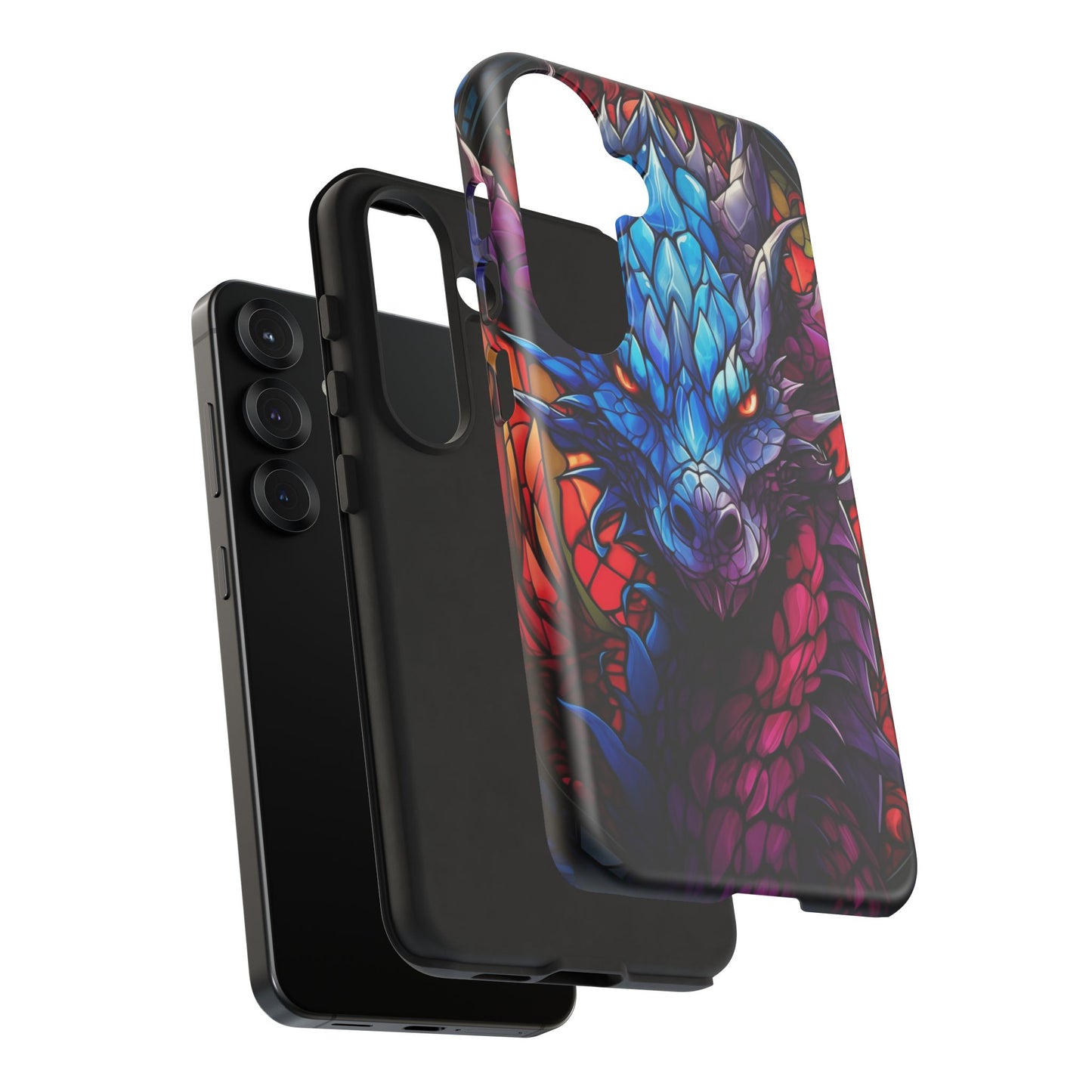 Colorful Blue Dragon Stained Glass Design Phone Case - Tough and Stylish Protection for Your Device, iPhone, Samsung, DND, Fantasy