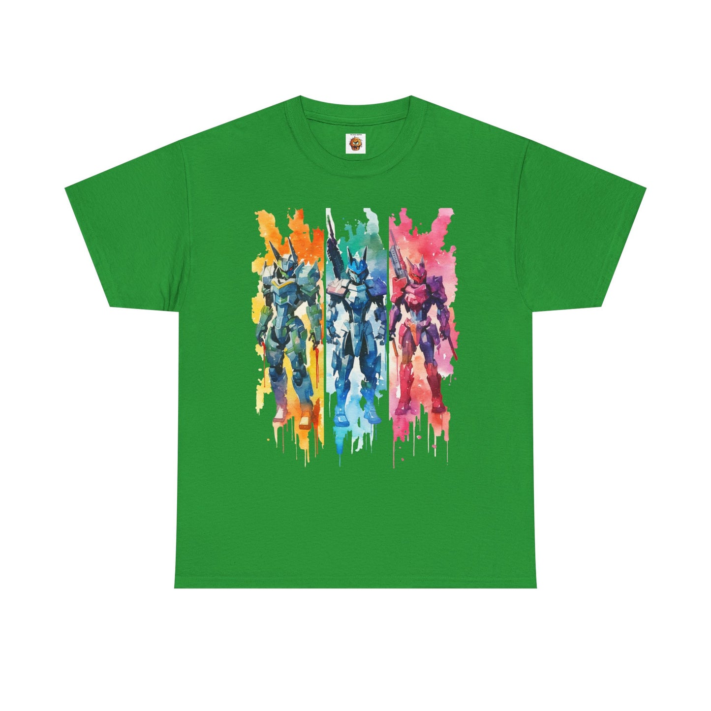 Watercolor Brushstroke Anime Mecha Art Unisex Heavy Cotton Tee Shirt - Mobile Battle Suit Armor, Geek, Nerd, Colorful