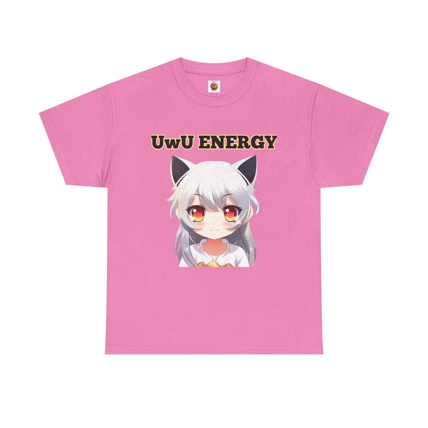 Cute Anime 'UwU ENERGY' Cat Girl Neko Nekomusume Unisex Heavy Cotton Tee Shirt T-Shirt - Weeb, Otaku, Geek, Nerd