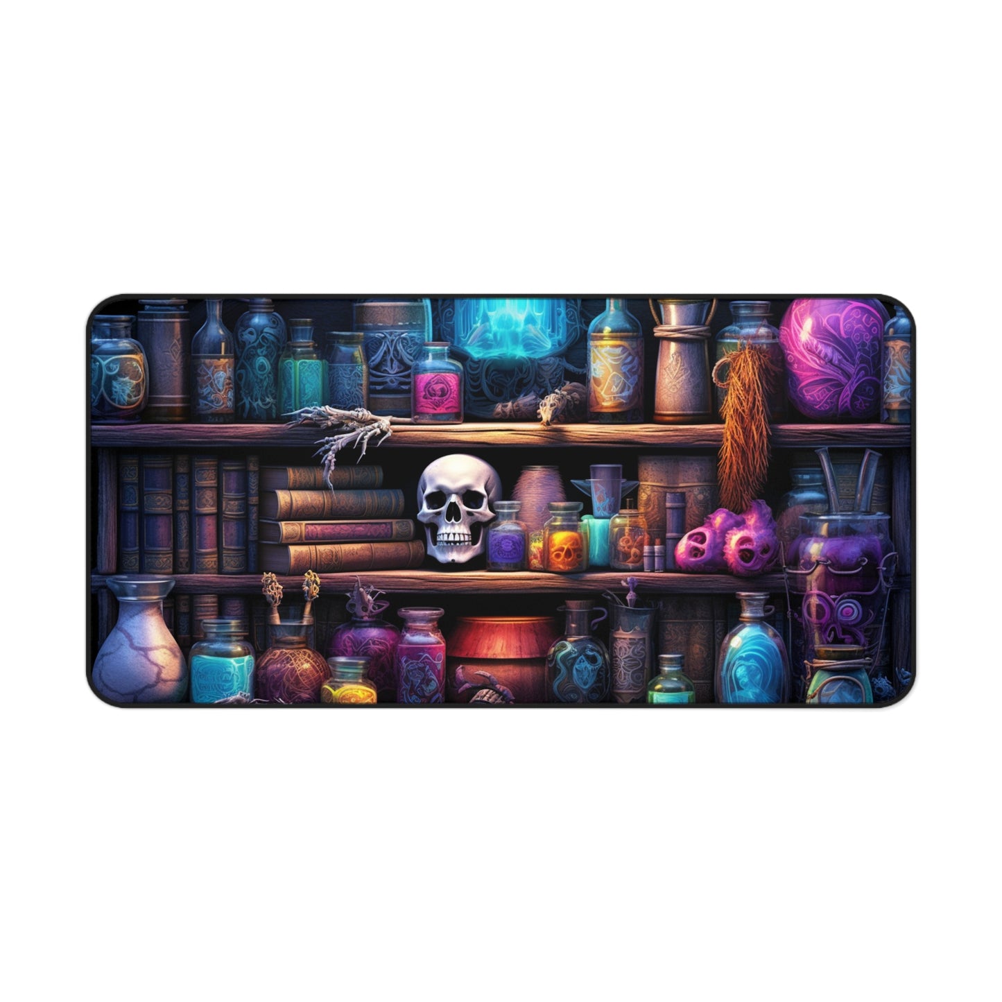 The Necromancer's Book Shelf Mystical Potion Desk Mat - Ideal for Spooky Vibes & Halloween Decor, Scary, Horror, DND