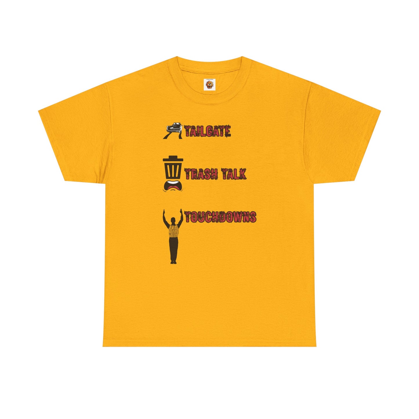 Tailgate, Trash Talk, Touchdowns Game Day Unisex Heavy Cotton Tee Shirt, American Football T-Shirt, Casual Wear, Sporty Graphic Tee