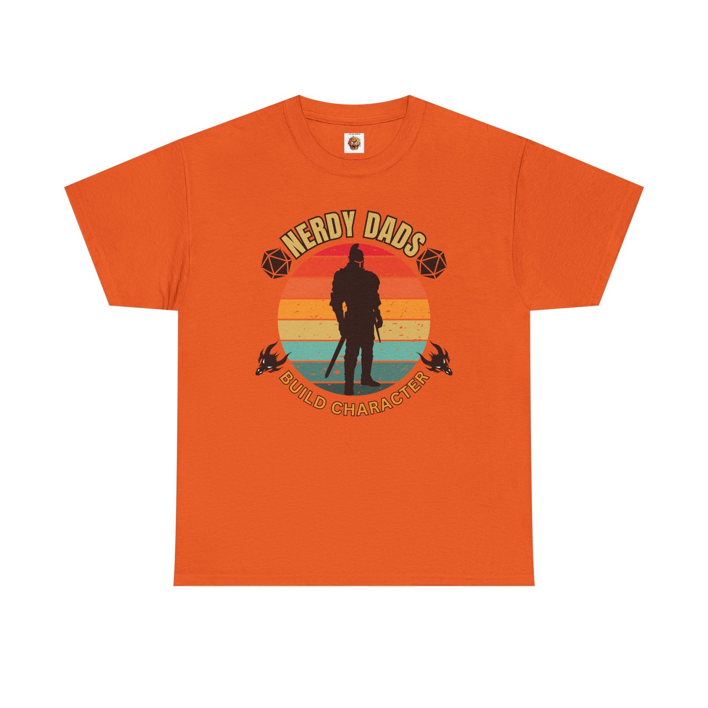Nerdy Dads Build Character Building Unisex Heavy Cotton Tee Shirt - D20, D&D, DND, RPG, TTRPG, Roleplaying, Geek, Nerd