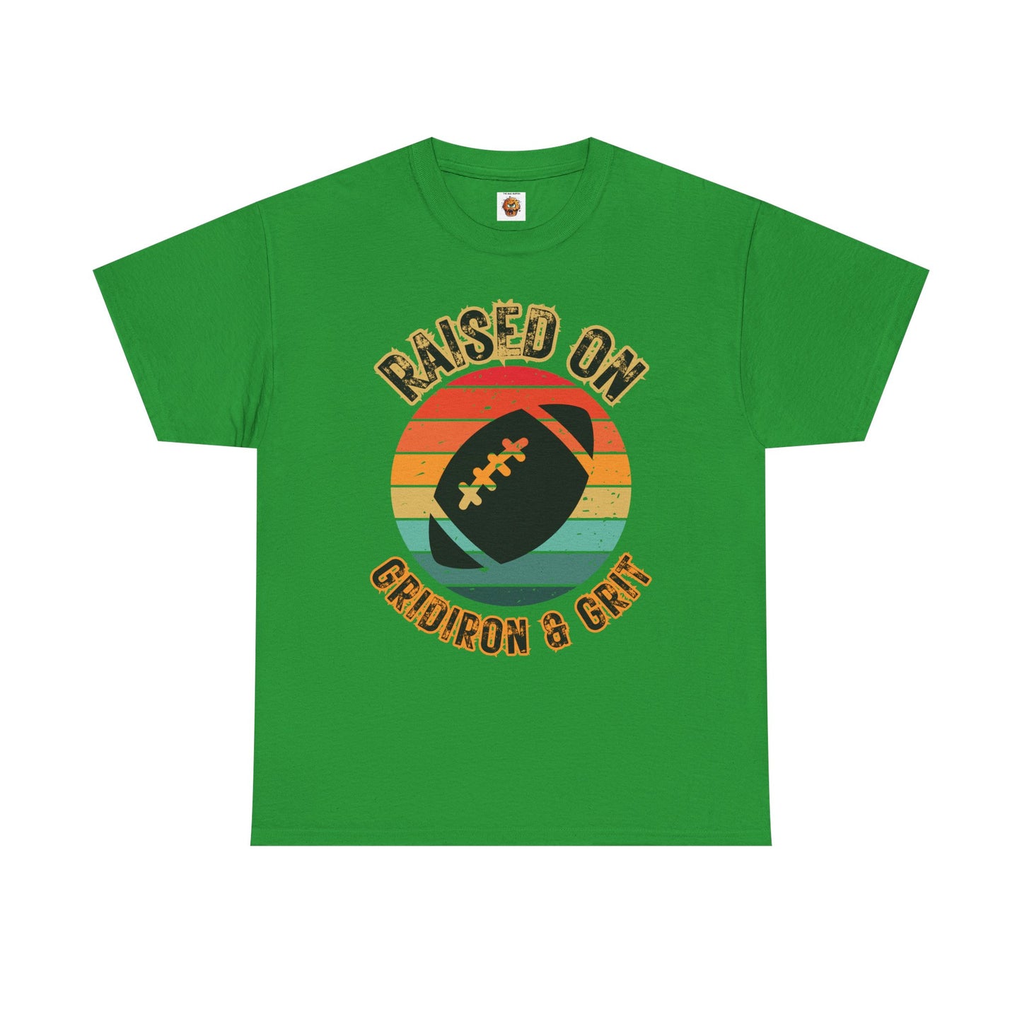 Raised On Gridiron & Grit Retro Football Inspired Unisex Heavy Cotton Tee, Sports T-Shirt, Gift for Football Fans, Trendy Casual Wear, Vintage Gridiron Style