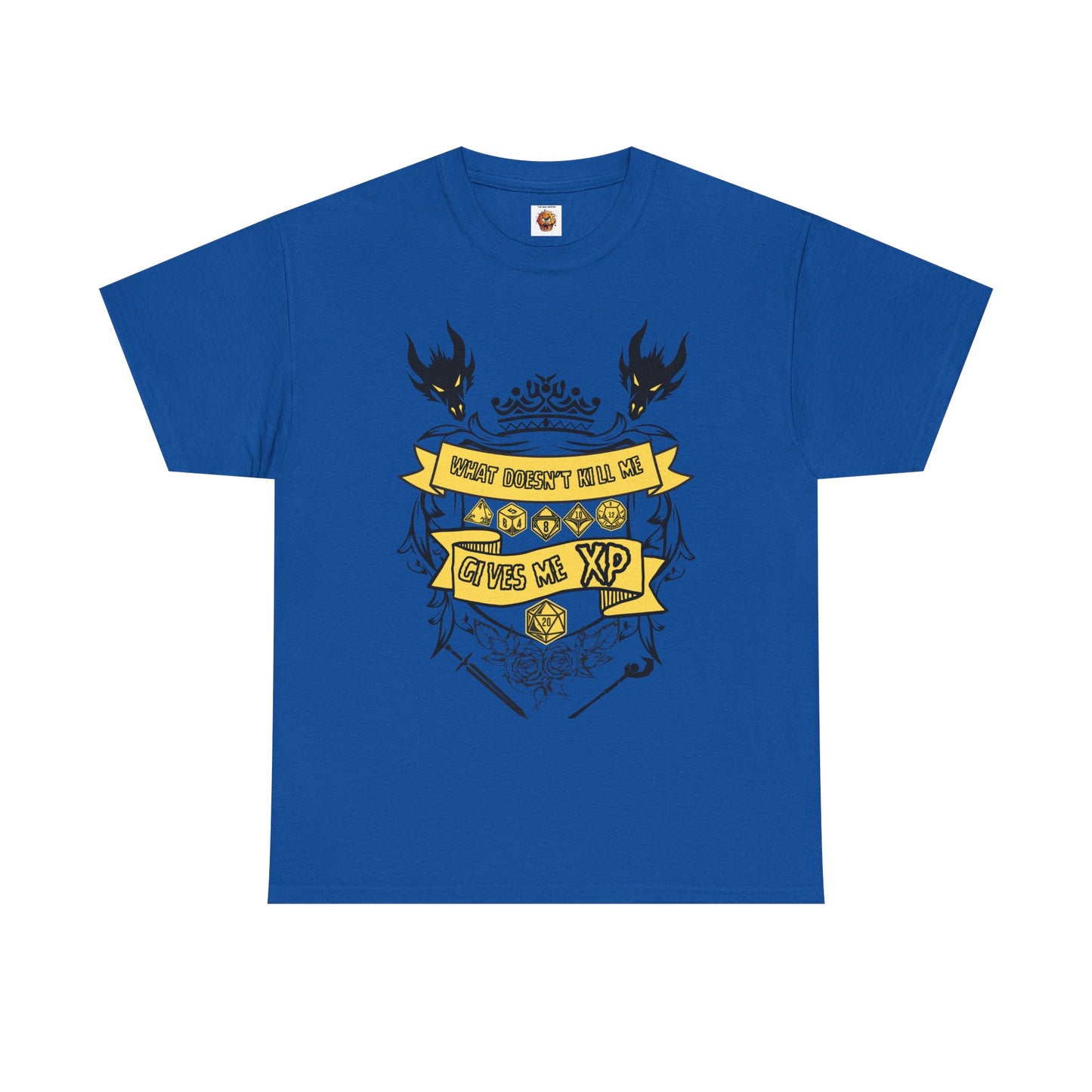 'What Doesn't Kill Me Gives Me XP' Dungeons and Dragons DND Unisex Heavy Cotton Tee Shirt T-Shirt - RPG, TTRPG, Roleplaying, Geek, Nerd