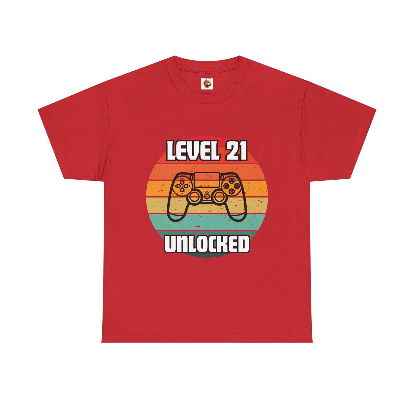 Gaming Level 21 Unlocked Tee - Unisex Heavy Cotton T-Shirt, Video Game, Gamer, Happy Birthday Shirt, Geek, Nerd, Retro