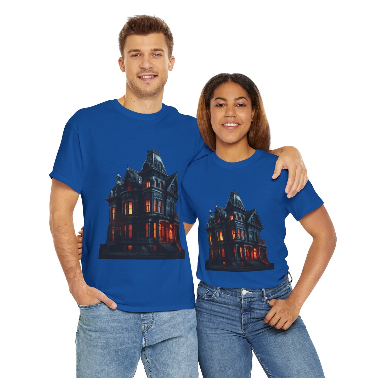 Haunted Victorian House And Loving It Graphic Tee Shirt T-Shirt - Unisex Heavy Cotton, Horror, Scary, Halloween, Gothic, Geek, Nerd