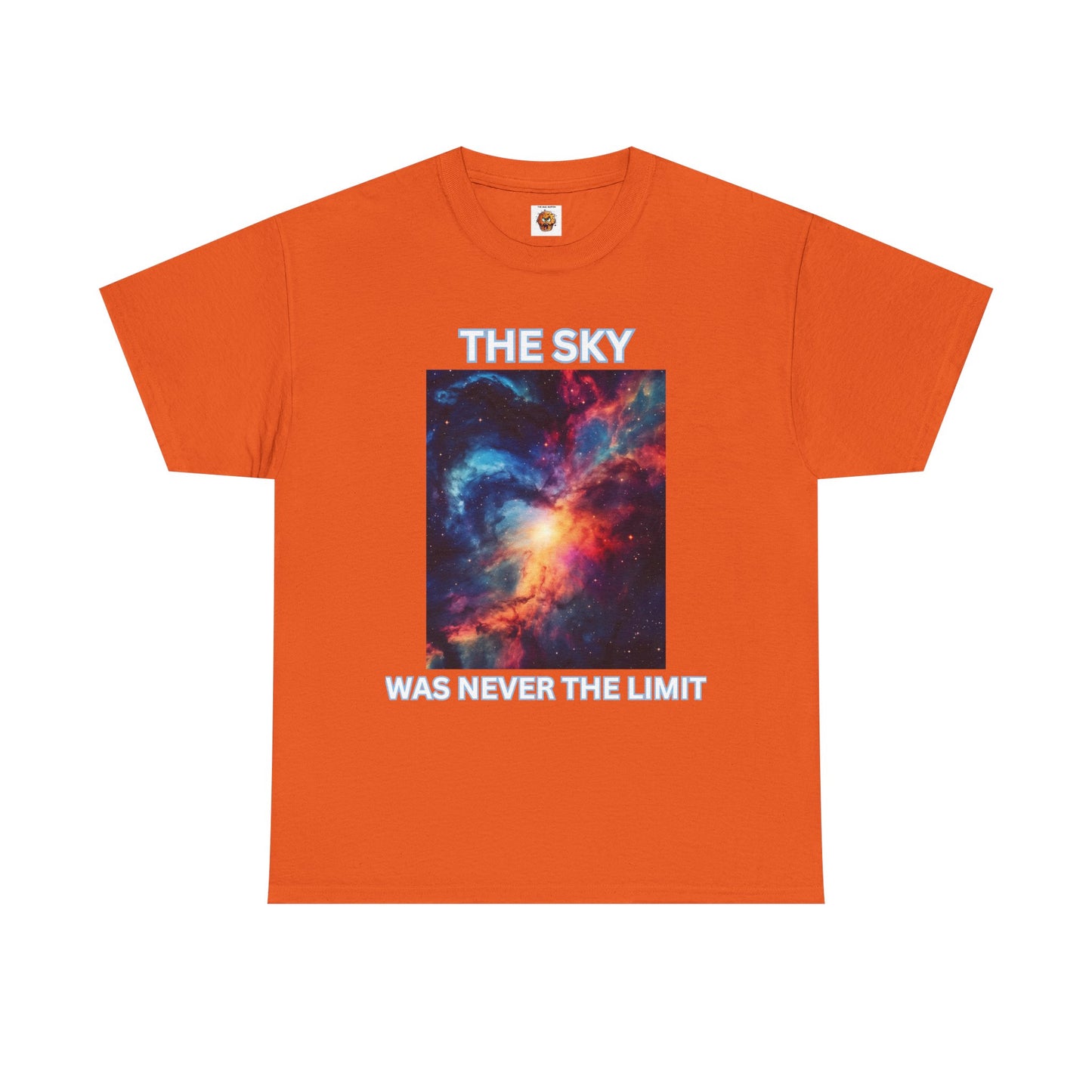 Unisex Heavy Cotton Tee Shirt - 'The Sky Was Never The Limit' Inspirational Galaxy Print, Geek, Nerd, Space