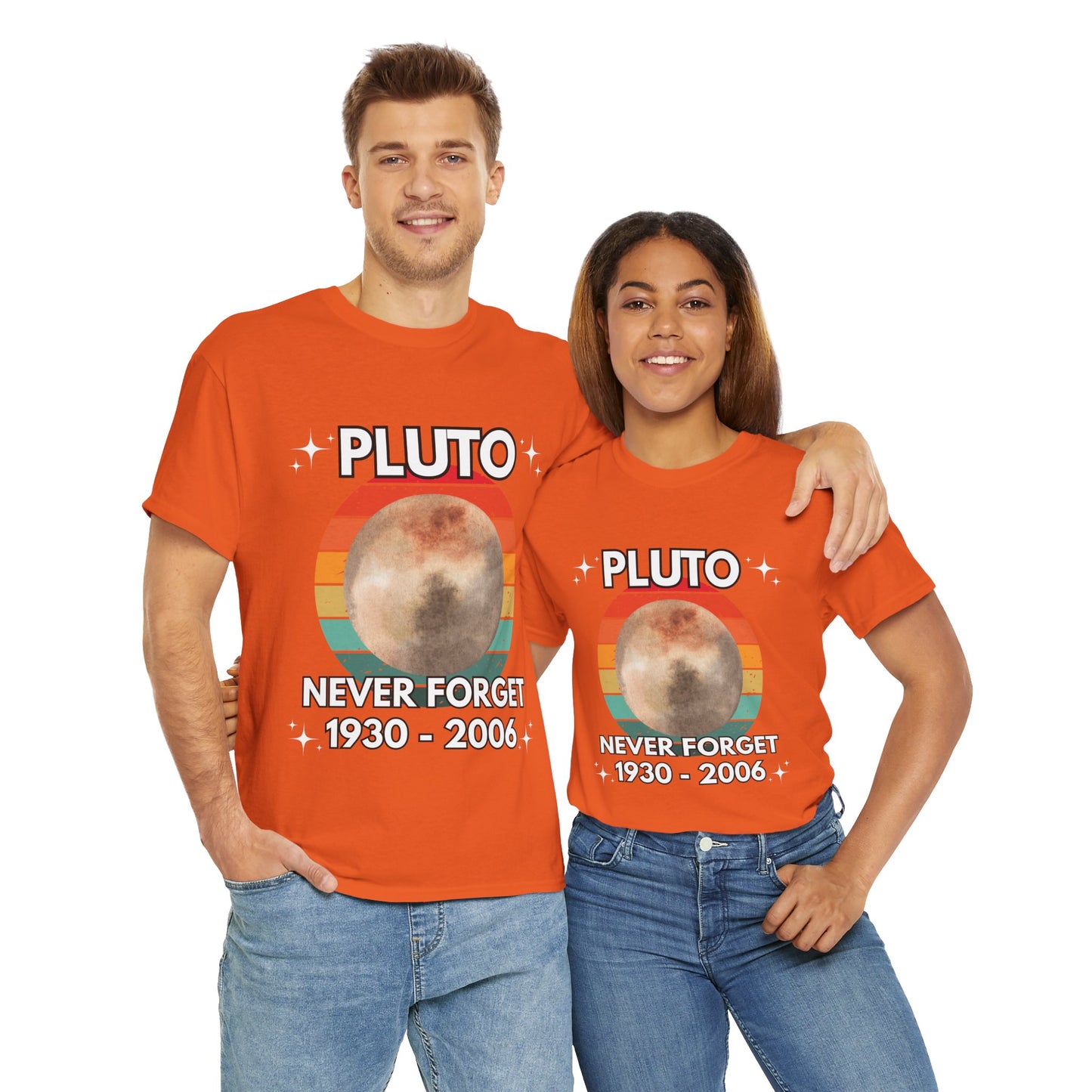 Retro Pluto Tee Shirt - "Never Forget 1930-2006" - Unisex Heavy Cotton T-Shirt, Vintage, Geek, Nerd, Space, Science, Solar System