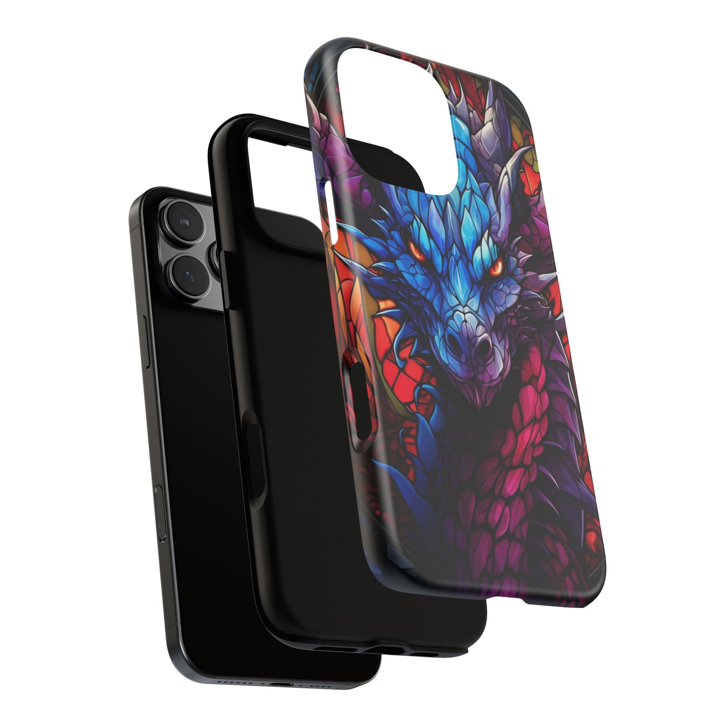 Colorful Blue Dragon Stained Glass Design Phone Case - Tough and Stylish Protection for Your Device, iPhone, Samsung, DND, Fantasy