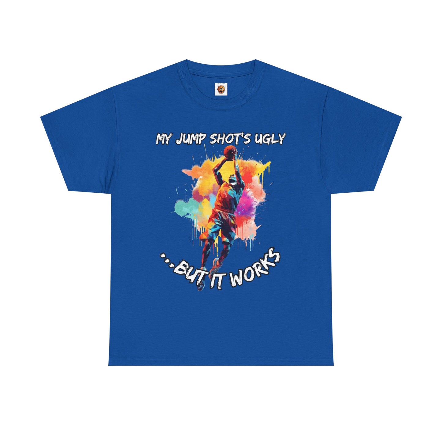 'My Jump Shot's Ugly, But It Works' Basketball Quote Tee: Fun Graphic Shirt for Sports Lovers, Gift for Athletes & Fans, Casual Wear, Birthday Gift, Workout Apparel