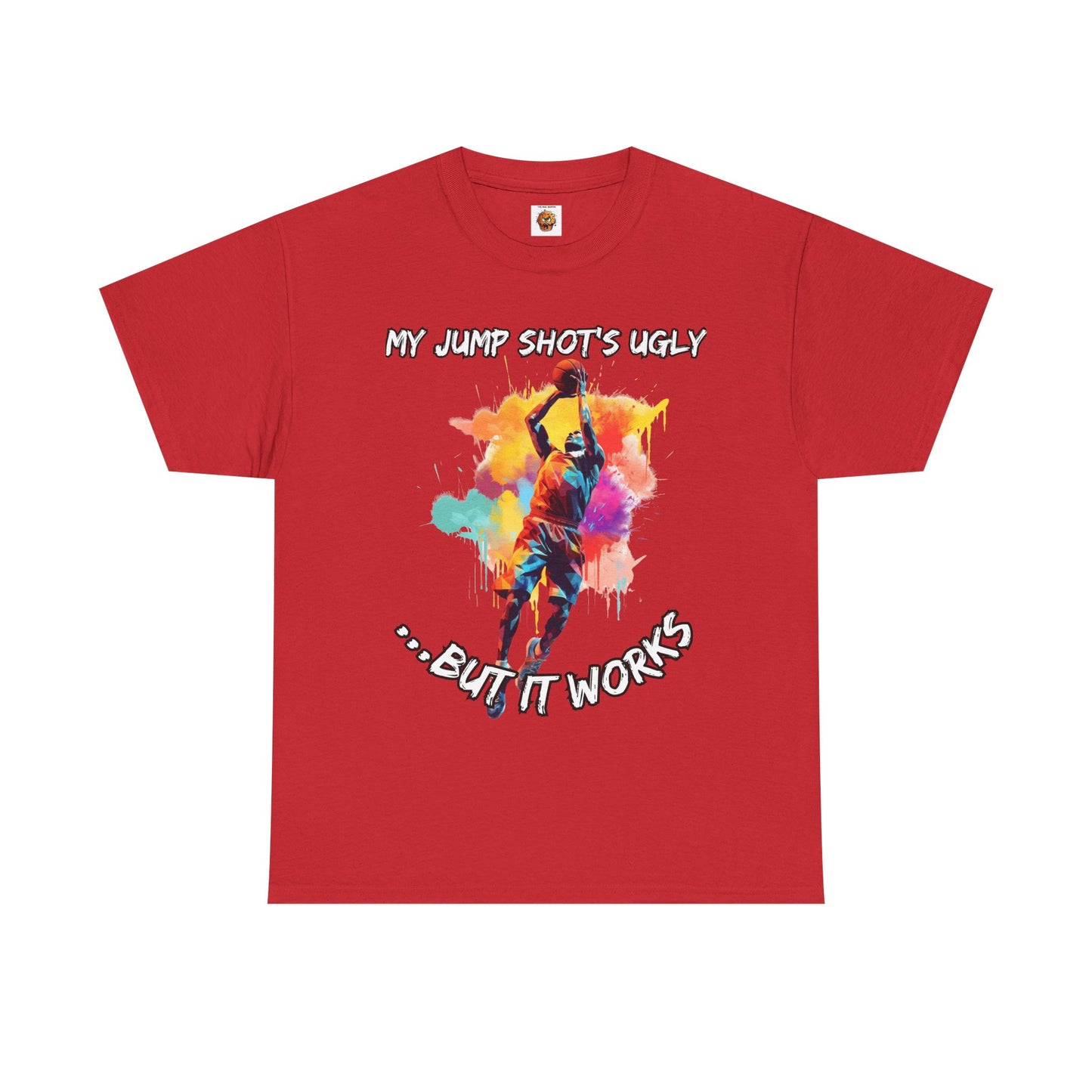 'My Jump Shot's Ugly, But It Works' Basketball Quote Tee: Fun Graphic Shirt for Sports Lovers, Gift for Athletes & Fans, Casual Wear, Birthday Gift, Workout Apparel