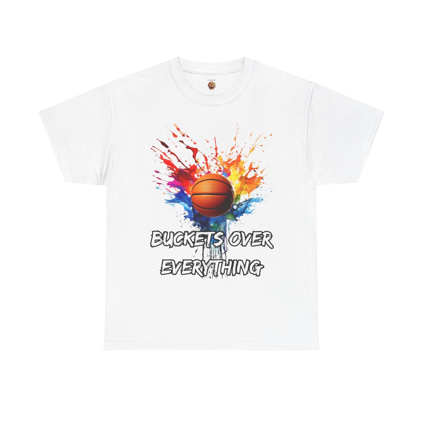 Colorful Basketball Tee - 'Buckets Over Everything' Unisex Heavy Cotton T-Shirt, Sports Enthusiast Gift, Game Day Apparel, Streetwear Style, Paint Splatter