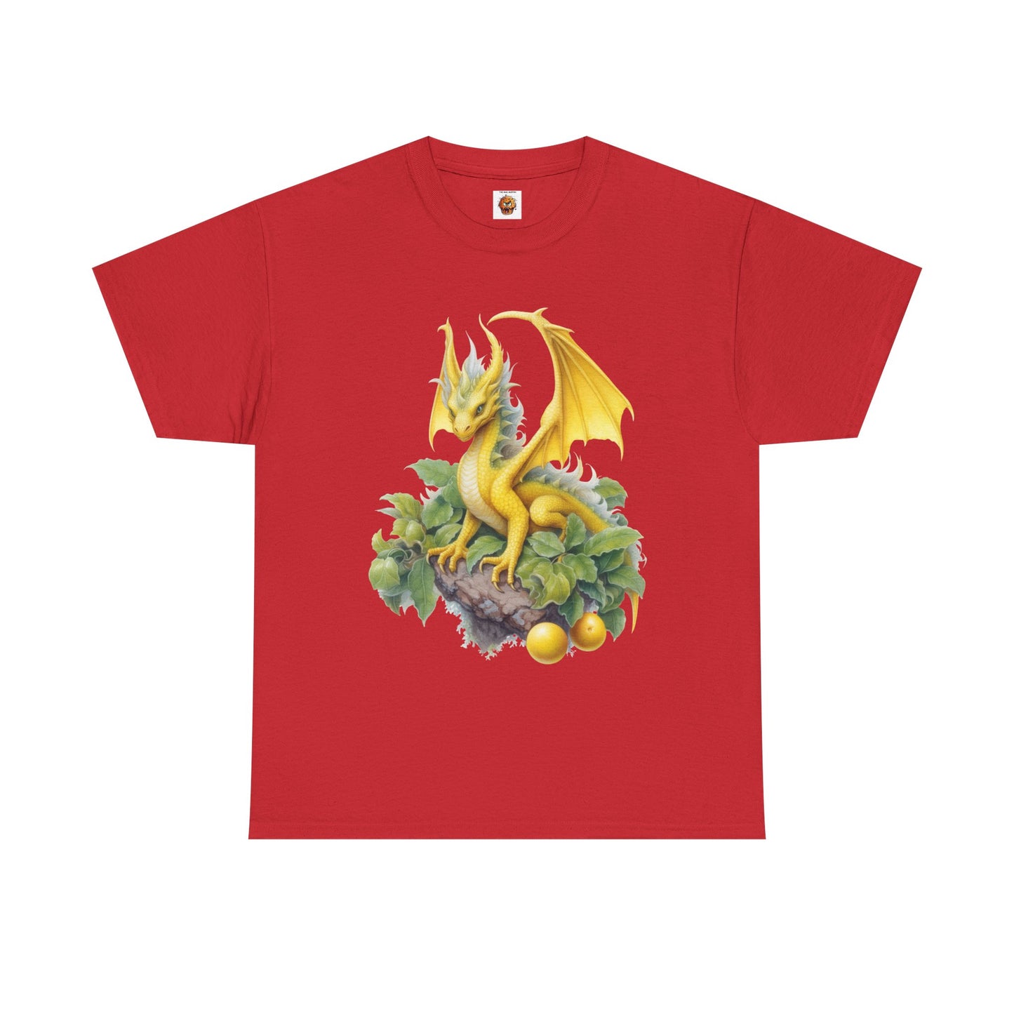 Vintage Lemon Dragon T-Shirt, Unisex Heavy Cotton Tee, Fantasy Apparel, Gift for Nerds, Dragon Lovers, Casual Wear, Fruit Of The Spirit, RPG, Geek, Nerd