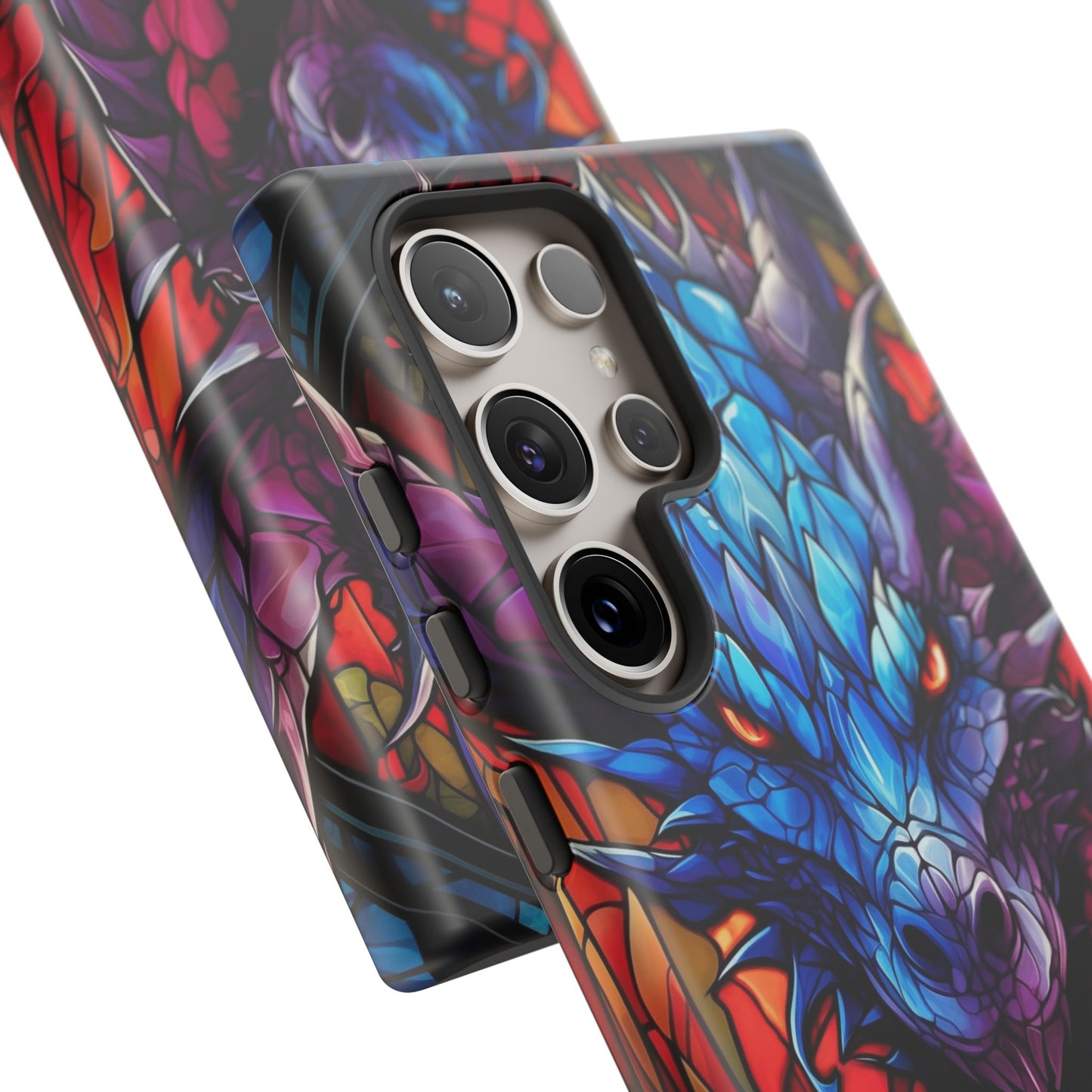 Colorful Blue Dragon Stained Glass Design Phone Case - Tough and Stylish Protection for Your Device, iPhone, Samsung, DND, Fantasy