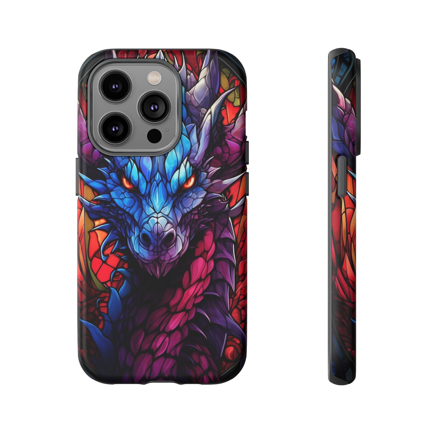 Colorful Blue Dragon Stained Glass Design Phone Case - Tough and Stylish Protection for Your Device, iPhone, Samsung, DND, Fantasy