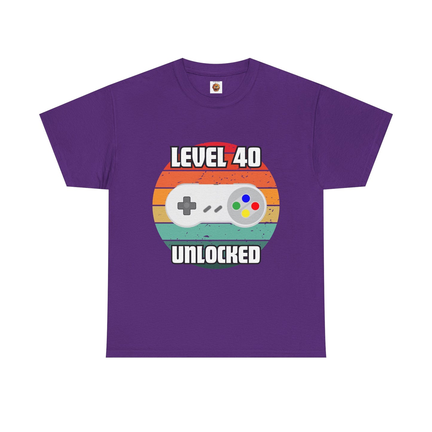 Gaming Level 40 Unlocked Tee - Unisex Heavy Cotton T-Shirt, Video Game, Gamer, Happy Birthday Shirt, Geek, Nerd, Retro