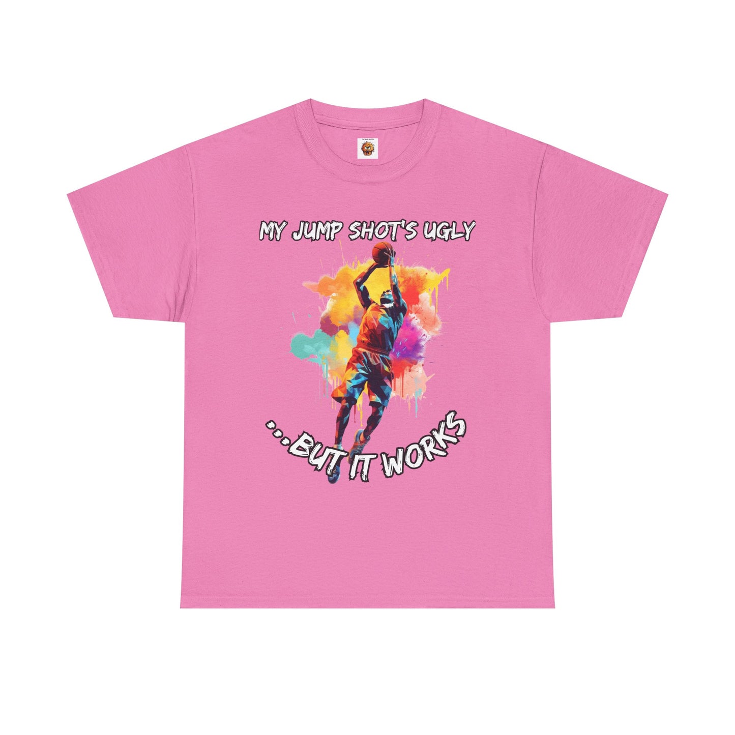 'My Jump Shot's Ugly, But It Works' Basketball Quote Tee: Fun Graphic Shirt for Sports Lovers, Gift for Athletes & Fans, Casual Wear, Birthday Gift, Workout Apparel