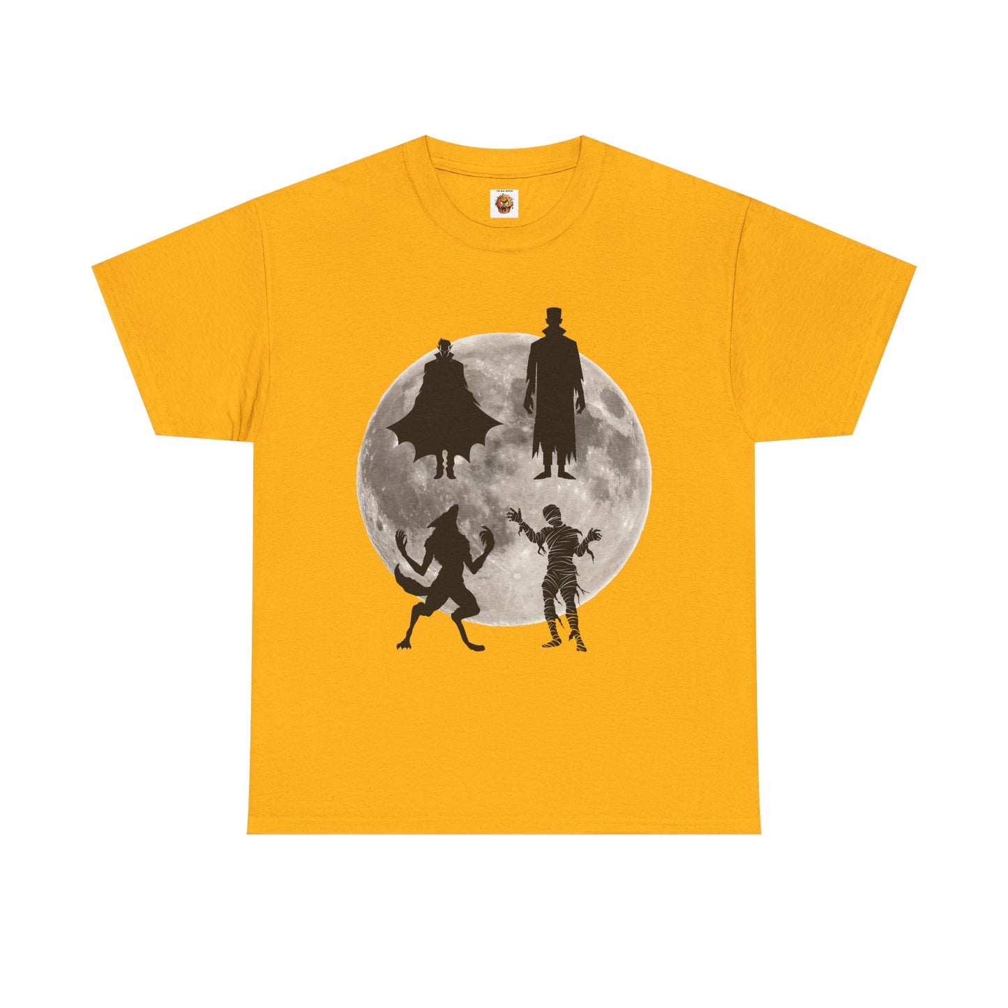 Halloween Silhouette Unisex Heavy Cotton Tee Shirt T-Shirt - Classic Movie Monsters, Horror, Scary, Retro, Vintage, Geek, Nerd