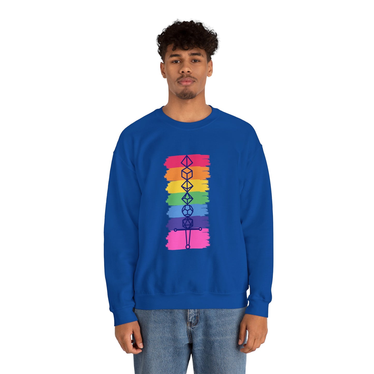 Safe Space Pride Month Rainbow Sword Dungeons and Dragons DND Unisex Heavy Blend Sweatshirt T-Shirt - RPG, TTRPG, Roleplaying, Geek, Nerd